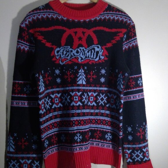 Aerosmith Ugly Christmas Sweater Xmas Rock Retro Dad - Picture 1 of 6
